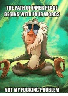 a cartoon character sitting in the middle of a yoga pose with caption that reads, you