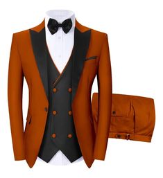 PRICES MAY VARY. Material: This Men Suits We use 80% polyester and 20% viscose for this Double Breasted Suit 3 Piece Burnt Orange Tuxedos Men Burnt Orange. Fabric breathable comfortable, not easy to fold, suitable for all year round wear CKGJLJ Suit Size Chart:This Burnt Orange Wedding Tuxedos Suits for Men Double Breasted Slim Fit Suit go to check picture to find your CHEST and WAIST. If they are not in the same size, Please tell us your Blazer Chest/Shoulder Width/Belly/Sleeve Length/Jacket Le Burnt Orange And Silver Wedding, Burnt Orange Plus Size Dress, Navy Blue And Burnt Orange Wedding, Suits For Men Prom, Burnt Orange Suit, Chest Vest, 3 Piece Suit Men, Tuxedo Suit For Men, Double Breasted Suit Men