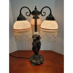 a lamp that is on top of a table with two lamps next to it,