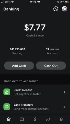 an iphone screen showing the amount of cash and how to use it for bank transfer