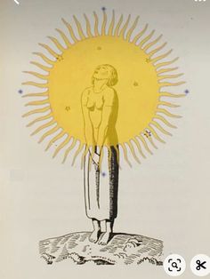 a drawing of a person standing in front of the sun