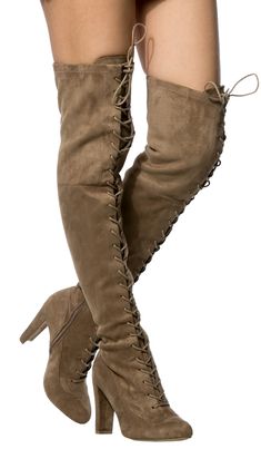 We are obsessed! They are composed of faux suede material. Perfect quality women's winter boots! Find out why this is boots every woman should own! Gladiator Boots Outfit, Lace Up Thigh High Boots, Low Block Heel Shoes, Boots Skirt, Dress Boots Women, Women's Winter Boots, Skirt Boots, Gladiator Boots, Women's Over The Knee Boots