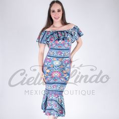 Flattering Off The Shoulder Maxi Dress Perfect To Rock The Fiesta! Made With Stretchable Thick Fabric, Printed Back And Front. Blue Fishtail Dress For Summer, Blue Fishtail Dresses For Summer, Blue Fishtail Summer Dress, Blue Mermaid Dress For Summer, Fitted Mermaid Hem Beach Dress, Spring Blue Mermaid Dress, Elegant Blue Mermaid Dress For Summer, Blue Fishtail Dress For Spring, Spring Blue Fishtail Dress