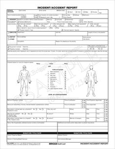 an incident report form is shown in black and white, with the image of a man's body