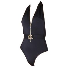 The chic Zelda One-Piece Swimsuit, designed to elevate your poolside elegance. This stunning piece features a gold centre zipper with a elastic belt with a statement embellishment, adding a touch of sophistication. The low-cut back and medium coverage bottom offer both style and comfort, making it the perfect swimsuit to wear on its own or paired with a cover-up for a versatile summer look. Italian Eco Lycra 80% PA 20% EA Elegant Gold Swimwear For Poolside, Luxury Black One-piece Swimwear, Gold Summer Evening Swimwear, Gold Evening Swimwear For Summer, Chic Gold Swimwear For The Pool, Chic Gold Swimwear For Pool, Luxury Gold Swimwear For Party, Luxury Gold Swimwear For Summer, Chic Formal Swimwear For Summer