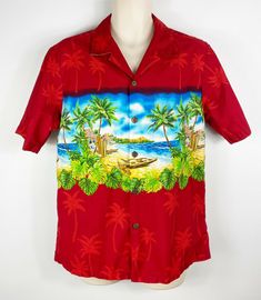 Blue Hawaii Hawaiian Island Red Button Up Men’s Shirt Size M 100% Cotton. Pre-owned in good condition. Minor discoloration due to washing and the buttons has loose threads due to wear. Arm Pit to Arm Pit: 21” Sleeve: 10” Length: 28” Red Hawaiian Button-up Shirt For Vacation, Red Collared Hawaiian Shirt For Beach, Red Collared Camp Shirt For Vacation, Red Hawaiian Shirt For Vacation, Red Hawaiian Vacation Shirt, Red Button-up Hawaiian Shirt For Vacation, Red Collared Beach Shirt, Red Button-up Hawaiian Shirt For Beach, Red Cotton Hawaiian Button-up Shirt