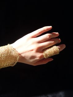 #Wire #crochet knuckle #ring, by LogicFreeDesign on Etsy Delicate Gold Rings For Party, Delicate Gold Party Rings, Hand Wrapped Gold Jewelry For Parties, Gold Hand Wrapped Jewelry For Party, Gold Bohemian Rings For Party, Adjustable Crochet Jewelry For Parties, Handmade Gold Rings For Parties, Handmade Metal Rings For Parties, Adjustable Gold Chainmail Jewelry