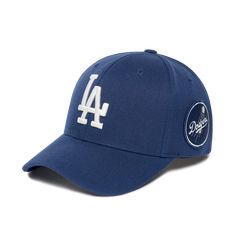 the los angeles dodgers'47 cap is shown in blue with white lettering on it