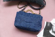 Description CC 19 Handbag Denim Blue For Women, Women’s Flap Bag, Shoulder And Crossbody Bags 10.1in/26cm AS1160 B02876 N6832 Rep 1:1 The classic flap from the House of CC got an upgrade. Made using gold-tone, silver-toned hardware. The bag is from the Spring-Summer 2020 collection. 16 x 26 x 9 cm / 6.2 x 10.1 x 3.5 inches (Length x height x depth) Blue Denim Gold-toned hardware Adjustable chain shoulder strap Designer interlocking C detailed. Interior lining. Beautifully structured flap-over de Chanel 19, Evening Clutch Bag, Classic Flap, Accessories Store, Chanel Handbags, Tote Backpack, Flap Bag, Bag Shoulder, Denim Blue