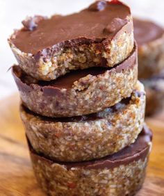 chocolate covered cookies stacked on top of each other