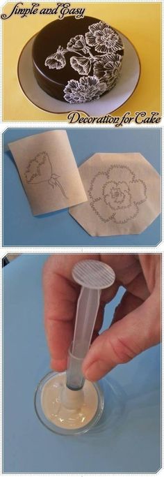 three pictures showing how to make a paper plate with an object in the shape of a candle holder