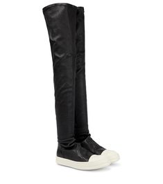 Take your footwear edit to bold new heights with Rick Owens' Stocking boots. Made from leather, they fit close to the legs and have an over-the-knee silhouette. | Rick Owens Stocking over-the-knee leather boots Long Rick Owens Shoes, Stocking Boots, Over The Knee Leather Boots, Rick Owens Boots, Knee Leather Boots, Rick Owens Shoes, Fluffy Boots, Ankle Boots Flat, Dream Style