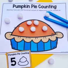 a pumpkin pie counting game for kids