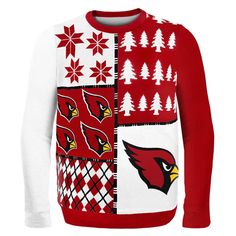 There are several different sides to being a fan. There's the good, the bad and well, then there's this! Being a fan isn't always pretty, so don't be afraid to wear your heart on your sleeve with this FoCo Sweater! Each thread features an unsightly... Cardinals Nfl, Nfl Arizona Cardinals, Sweater Design, Wool Blend Sweater, Cardinals, Ugly Christmas