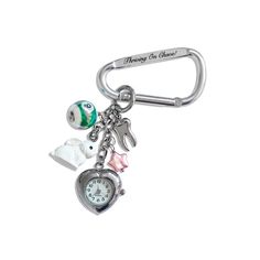 a key chain with charms attached to it