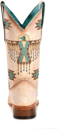 Step into the epitome of Western sophistication with the Corral Boot's White-Turquoise Embroidery Square Toe Boot. Crafted with meticulous attention to detail, these boots feature an enchanting Aztec print and a unique square toe design, blending timeless elegance with modern flair. Whether you're navigating city streets or country trails, these boots effortlessly merge style and practicality. Step out with assurance and leave a lasting impression wherever your journey takes you. Style # Z5219 A Turquoise Embroidery, Glitter Gel Nail Designs, Cowgirl Closet, Embroidery Square, Boys Cowboy Boots, Square Toe Western Boots, Girl Cowboy Boots, Lucchese Boots, Twisted X Boots