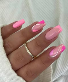 Wow Nails, February Nails, Summery Nails, Colorful Nails, Acrylic Nails Coffin Short, Summer Acrylic Nails, Short Acrylic Nails Designs, Pink Acrylic Nails, Classy Nails