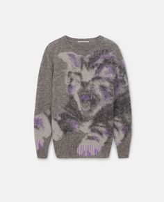 Discover Stella's Gray, white and purple Kitten Graphic Knit Sweater today. Free standard shipping is available on all orders. Shop online now. Graphic Knit Sweater, Long Knit Sweater, Baby Boy Dress, Slouchy Sweater, Short Denim Skirt, Graphic Sweaters, Grey Knit Sweater, Knit Turtleneck Sweater, Stella Mccartney Adidas