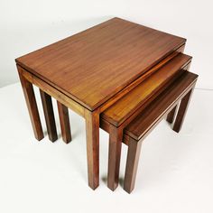 three pieces of wood sitting on top of each other in the shape of nesting tables