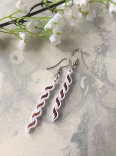 White and copper Long boho earrings Paper jewelry Abstract | Etsy Minimalist White Linear Earrings For Pierced Ears, Nickel-free White Linear Drop Earrings, White Nickel-free Dangle Linear Earrings, White Nickel-free Drop Earrings, Handmade White Drop Wrap Earrings, Handmade White Drop Earrings, Handmade White Wrap Drop Earrings, White Copper Earrings As Gift, White Nickel-free Linear Earrings As Gift