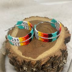 Beaded Hoop Native Earrings Handmade. Made With Quality Delica Seed Beads. Stainless Steel Hoop Earrings. Measurements In Photos. Comes With Gift Box For Easy Gifting. Native Earrings, Beaded Hoops, Earrings Handmade, Seed Beads, Nativity, Handmade Jewelry, Gift Box, Hoop Earrings, Jewelry Earrings