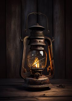 an old fashioned lantern on a wooden table