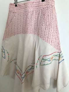 "This  sweet skirt is my new \"preloved textile\" skirt design. The skirt has two front panel pockets, a zip closure, and is created from a tablecloth and fabric from my stash for the bodice and yoke. The skirt bodice is all cotton as is the beautiful vintage hand embroidered tablecloth handkerchief skirt. I am very excited that I am not only expanding my range but sizes. Any of my range can be custom made to size (from 8 to 26), and colour, but please remember that everything is original and will not be an exact copy. The skirt is a US standard size 12, and is priced at $52.95 with free postage in Australia and $12 flat rate everywhere else" Boho Rock, Handkerchief Skirt, Boho Skirt, Womens Skirts, Embroidered Tablecloth, Boho Skirts, Rock Design, Skirt Design, Relaxed Style