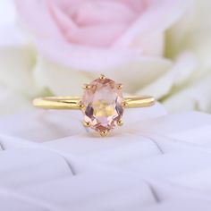 Morganite Bridal Promise Ring Oval Cut Champagne Gemstone 14k Yellow Gold Wedding Ring Delicate Art Deco Statement Gift Valentine's Day Ring Maine Stone - Morganite Stone Creation - Lab Created  Stone Shape - Oval Stone Color - Champagne  Stone Size - 8x6 MM Features: * Handmade * Ready To Ship * Brand New * All Ring Sizes Available * Suitable For Every Day * 14k Solid Gold / 18k Solid Gold / Gold Filled Over Sterling Silver * Purity Stamped * Fits True to Size * High Quality * Available Color: Heirloom Oval Rose Gold Birthstone Ring, Heirloom Oval Jewelry For Marriage, Delicate Oval Crystal Ring For Anniversary, Heirloom Oval Rings For Marriage, Oval Hallmarked Birthstone Ring For Wedding, Delicate Oval Crystal Promise Ring, Yellow Gold Morganite Jewelry For Anniversary, Gold Morganite Gemstone Diamond Ring, Gold Wedding Birthstone Ring With Gemstone