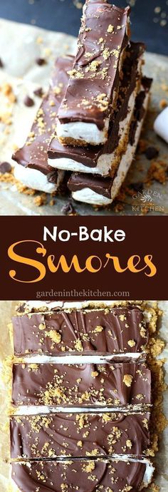 no - bake s'mores recipe with chocolate and marshmallows