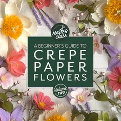 the cover of a beginner's guide to crepe paper flowers, volume two