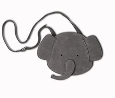 an elephant purse is shown on a white background with a gray strap around it's neck