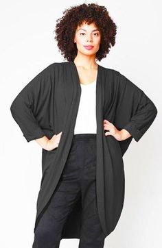 Mia Cocoon Cardigan // Black Versatile Soft Knit Cardigan, Versatile Soft Knit Relaxed Fit Cardigan, Versatile Soft Knit Cardigan For Loungewear, Chic Solid Color Cardigan For Loungewear, Relaxed Fit Wrap Outerwear For Loungewear, Versatile Oversized Cardigan For Layering, Versatile Solid Wrap Cardigan, Oversized Versatile Cardigan For Layering, Versatile Open Front Cardigan With Relaxed Fit