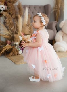 Butterfly Baby Dress, First Birthday Dress, Flower Girl Dress, Blush Tulle Dress, Tutu, Toddler Dress, Prom Gown, Special Occasion, Girl Dress, Smash Cake Photo, Dress With Butterfly Cute butterfly baby girl dress have very original fashionable design and made of high-quality tulle and will be perfect for any celebration... birthday, wedding, parties, Christmas, photography, Valentine's Day, dance, evening, flower girl  dress, ball gown, festivals wear, dance, dress-up, fairy & princess costumes or other special occasional events.    All our dresses are made with great love and care. We stand behind our work. Highest quality and 100% satisfaction guaranteed service. We proudly believe in our product's softness, durability and quality, fashion and lovely Features: - knee length in the front Baby Girl First Birthday Dress, Butterfly First Birthday, Fairy Princess Costume, Cake Photoshoot, Baby Birthday Dress, 1st Birthday Dresses, First Birthday Dresses, Infant Flower Girl Dress