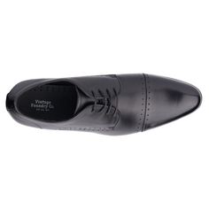 The definition of classic. This dress shoe features a fold over captoe for a clean look. Its perforation holes add to the elegant style and keep details to a minimum. Classic Fitted Cap Toe Dress Shoes, Formal Black Dress Shoes With Perforated Toe Box, Black Dress Shoes With Perforated Toe For Formal Occasions, Classic Fitted Black Derby, Black Formal Oxfords With Perforated Toe Box, Black Oxfords With Perforated Toe Box For Formal Occasions, Black Oxfords With Perforated Toe Box For Formal Wear, Formal Black Oxfords With Perforated Toe Box, Classic Formal Derby Shoes With Perforated Toe Box