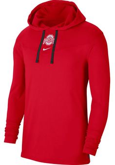 Put your Buckeyes spirit on display in this Ohio State Buckeyes Long Sleeve Hoodie! You'll be cozy on game day in this The Ohio State University Mens Red Sideline Top Hooded Sweatshirt. This Buckeyes Long Sleeve Hoodie features a need to update. Wear your Ohio State Buckeyes spirit with pride in this great Mens Hooded Sweatshirt! Nike Cotton Hoodie With Moisture-wicking, Nike Cotton Moisture-wicking Hoodie, Nike Collegiate Hoodie With Drawstring Hood, University Red Sports Hoodie With Drawstring Hood, Nike Cotton Hoodie For Sports Events, University Red Drawstring Hood Sweatshirt For Sports, Sporty University Red Hoodie With Drawstring, University Red Cotton Hoodie For Sports, Nike Cotton Hoodie For Fan Gear