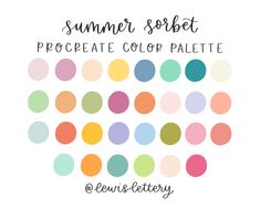 the summer color palette is shown in different colors