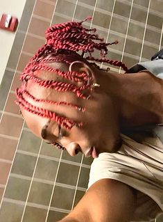 twists Dyed Two Strand Twist Men, Dyed Twists Black Men, Red And Black Twists Men, 2strands Twist Men, Red And Black Dreads, Red Hair Boy, Cornrow Hairstyles For Men, Braids For Boys, Two Strand Twist