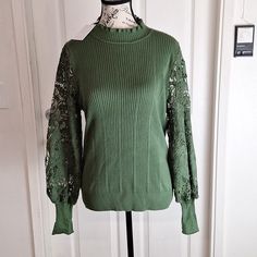 Questions? Leave A Comment Below! Sioni Green Mock Neck Long Sleeve Detail Sweater Sz M Nwt. Measures Front Length 24", Arm Pit To Arm Pit 18", Sleeve 26", Back Length 26". Green Long Sleeve Pointelle Knit Top, Green Pointelle Knit Top For Fall, Green Pointelle Knit Tops For Layering, Green Pointelle Knit Winter Top, Green Pointelle Knit Top For Winter, Long Sweater Jacket, Studded Sweater, Sparkly Sweater, Sleeveless Sweater Vest