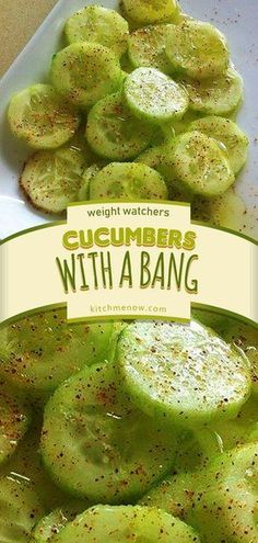 cucumbers with a bang in a white bowl