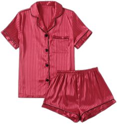 Shorts Sleepwear, Pajamas Short, Top With Shorts, Striped Pyjamas, Satin Pajamas, Pajama Shorts, Pj Sets, Short Sleeve Top, Short Sleeves Tops