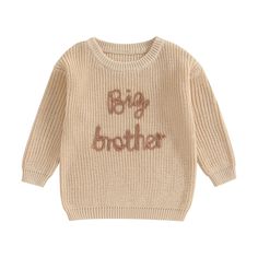 PRICES MAY VARY. MATERIAL: Our baby sweater is made of high quality 95% cotton and 5% polyester,ultra soft,skin-friendly,durable and not easy to deform,good breathability,and comfortable to wear DESIGN: Baby boys sweater is letter embroidery,crew neck,long sleeve design,loose fit,pretty and fashionable,can make your baby more cute and get more compliments OCCASIONS: toddler boy sweater is suitable for party,camp,travel,picnics,photograph,school,birthday,indoor,outdoor,halloween,christmas,thanksg Oversized Knitted Jumper, Big Brother Little Brother, Baby Boy Sweater, Toddler Top, Big Brother Shirt, Pull Bebe, Toddler Fall, Baby Unisex, Boys Knits