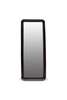 a mirror that is sitting on top of a white surface with a black border around it