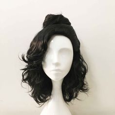 Brand new high-temperature fiber, black detachable top buncurly cosplay and party wigs with the adjustable cap inside, very high quality look so natural and comfortable. If you have your dream hairstyle, let us know too. You can provide pictures to us, we can try to tailor-made for you and will let you know the price individually (custom made order takes 2-4 weeks to produce). We will let you know if we can't do so. Just feel free to ask. -Material: 100% High temperature fiber -The Size of wig C Bad Wigs, Top Bun, Anime Wigs, Fringe Bangs, Side Swept Bangs, Side Swept, Hair Reference, Cap Hair, Costume Hats