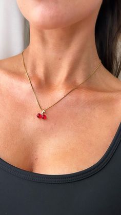 Cherry Gold stainless steel necklace Cherry Necklace, Steel Necklace, Stainless Steel Necklace, Pendant Necklaces, Jewelry Necklace Pendant, United Kingdom, Cherry, Jewelry Necklaces, Necklaces