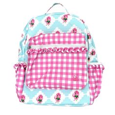 ALL SALES FINAL. No Refunds/Exchanges on Warehouse Sale items.Add a touch of whimsy to your daily routine with our Peony Bouquet Ruffle Backpack. This girly and cute backpack is perfect for school or any adventure. The ruffle detailing adds a playful touch to your outfit, while the peony print is sure to stand out. Large exterior pocket 2 exterior side pockets Large inside pocket Full size: 16 x 13 x 3.5 Care Instructions: Hand wash Spot Clean Lay flat to dry Cute Backpack, Peony Bouquet, Peony Print, Peonies Bouquet, Cute Backpacks, Lunch Bags, Daily Routine, Lay Flat, Inside Pocket