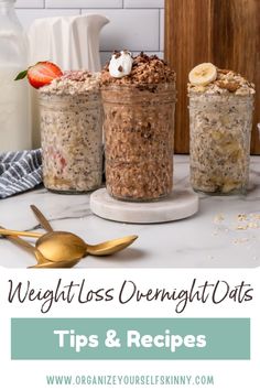 three mason jars filled with overnight oatmeal