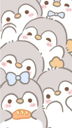 a group of penguins with bow ties and glasses on their heads, all in different colors