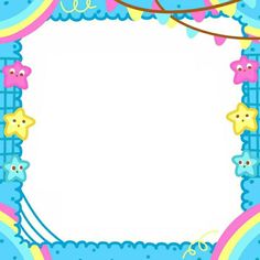 a blue and yellow frame with stars on it