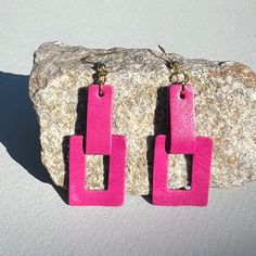 These colorful earrings are great for pairing with your vibrant summer outfits. They're ultra-lightweight due to being crafted with reclaimed leather, sourced from discarded samples from High Point furniture stores. Our Afghan artisans lovingly handcraft each earring from the comfort of their homes. Trendy Handmade Earrings For Everyday Use, Pink Leather Jewelry Gift, Pink Leather Jewelry As Gift, Pink Leather Jewelry For Gifts, Pink Leather Jewelry For A Gift, Trendy Handmade Leather Earrings, 31 Bags, Spring Sale, Colorful Earrings