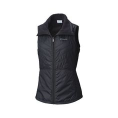 the columbia women's insulated vest is shown in black and features a zippered front